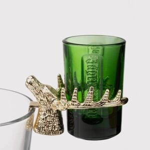 **Set Of 2** Jagermeister Stag Head Gold Sidecar Shot Holders NEW!